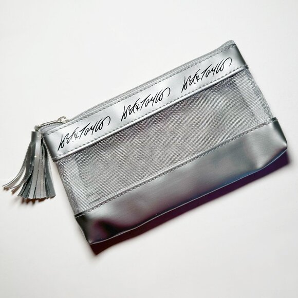 Lord & Taylor Handbags - SOLD—Lord & Taylor Silver Mesh Cosmetic Bag Zipper Pouch